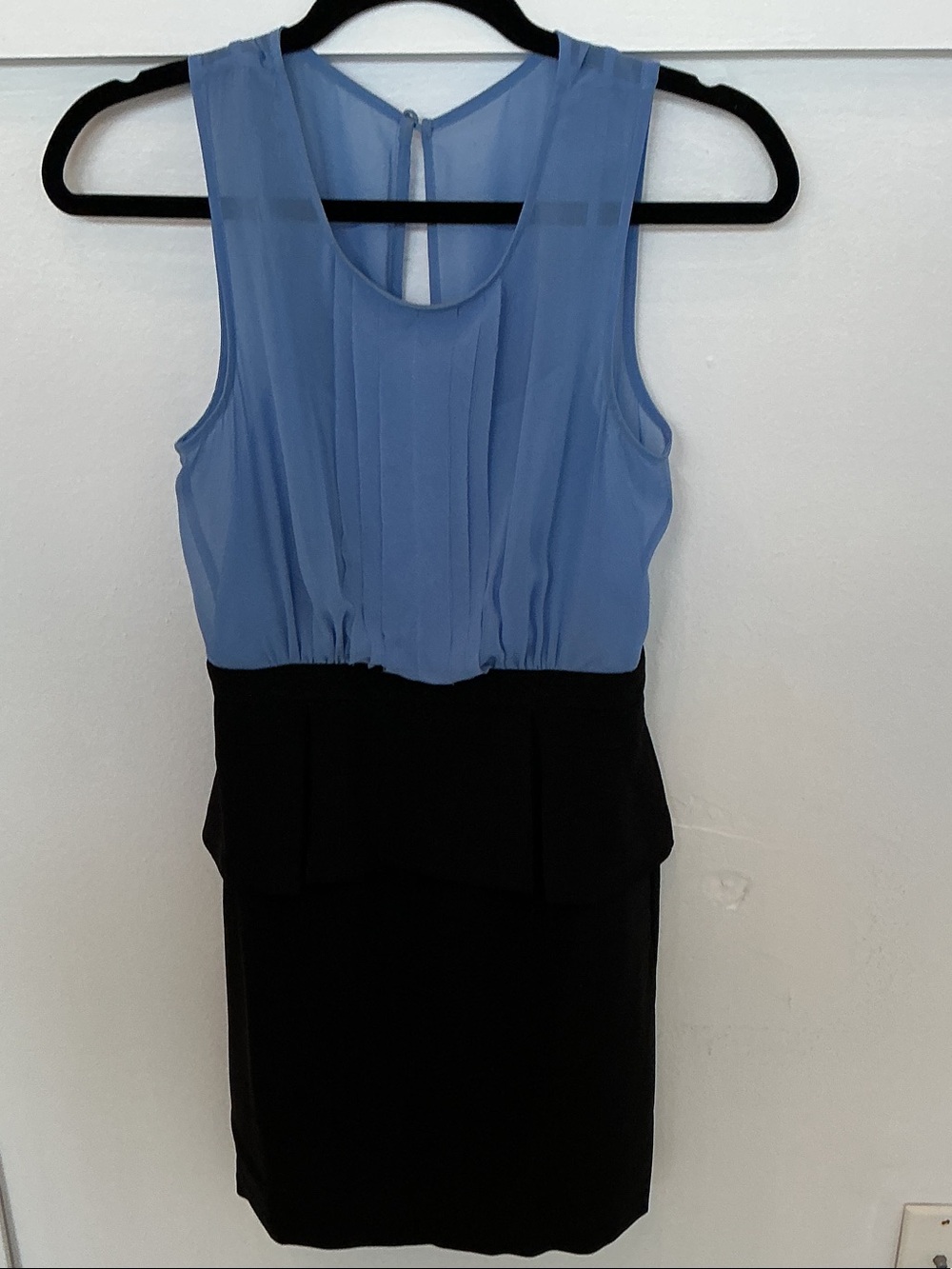 Max & Cleo Light Blue and Black Peplum Dress
